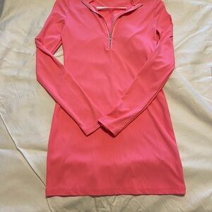 SHEIN Vibrant Pink Long Sleeve Dress